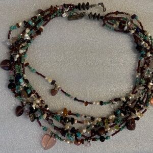 Judy Rosetta OOAK Necklace - Santa Domingo - Turquoise - Pearls